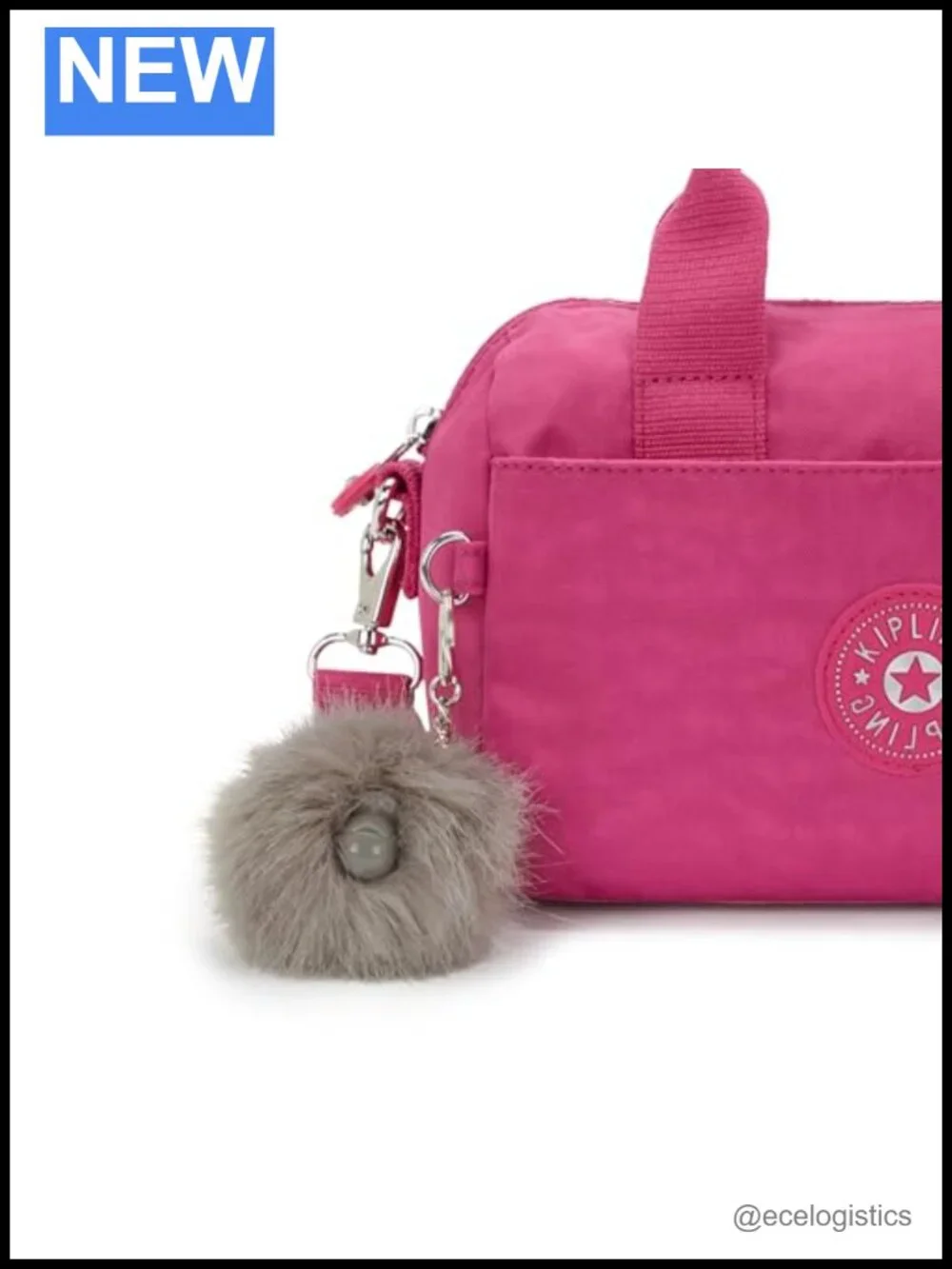 Kipling Nylon Satchel Shoulder Bag with Top Handle, Zip Closure